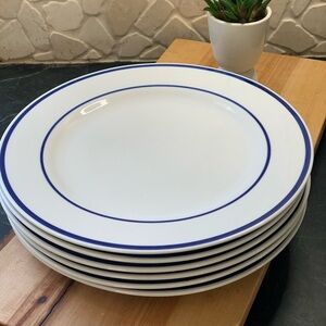 MIKASA | Set of  6 | Gourmet Basics  Collection  | Blue Rimmed Dinner Plates